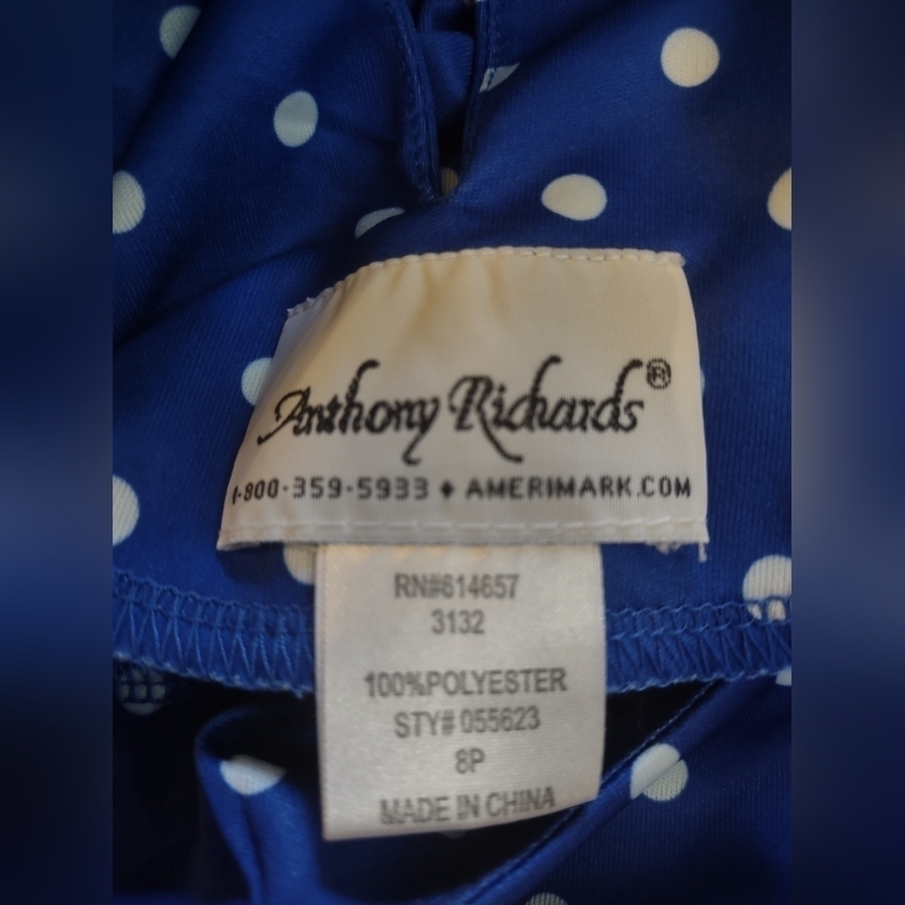 Anthony Richards women's size 8 petite blue with polka dot dress - Picture 8 of 8